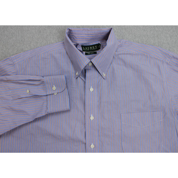 Lauren Ralph Lauren Shirt Mens 18 - 36/37 Striped Cotton Non Iron Button Down - Picture 1 of 6